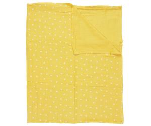 Plaid 120x150 cm LUCIE gaze de coton motif feuilles jaune