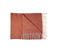 Plaid 120x150cm Chiné Terracotta avec Franges Blanches - CMP_Drop