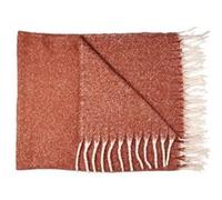 Plaid 120x150cm Chiné Terracotta avec Franges Blanches - CORIAL - ALTOBUY Rouge G