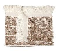 AltoBuy Plaid 120x150cm Maille Tressée Marron et Blanc avec Franges