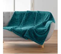 Douceur d'Intérieur, Plaid Doux (125 x 150 cm) Mini Frosty Bleu, Flanelle Relief Unie