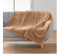 Douceur d'Intérieur Plaid Mini Frosty Flanelle relief 125 x 150 cm Camel doux et moelleux