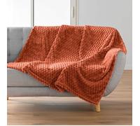 Douceur d'Intérieur, Plaid Doux (125 x 150 cm) Mini Frosty Terracotta, Flanelle Relief Unie