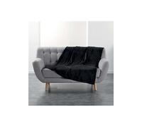 Plaid 125 x 150 cm flanelle unie flanou Noir