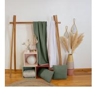 Plaid 130x170 cm double gaze de coton GAZE & SHERPA vert kaki