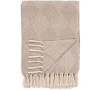 Plaid 130x180cm Taupe et Beige à Motifs Losanges - FATHIA - ALTOBUY Taupe