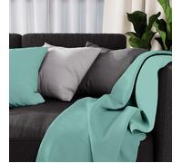 Soleil d'ocre, Adele Plaid, jeté de Fauteuil, Coton, Bleu Lagon, 140x200 cm