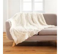Douceur d'Intérieur Plaid Chaud Hiver Mouton Naturel Imitation fourrure et polaire 180 x 220 cm