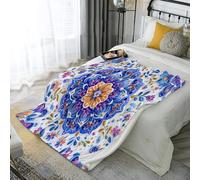 Plaid 3D Couleur Terre Modèles nationaux Indiens 130x160cm,Couverture Douce et Chaude,Impression Motifs rétro Abstraits de Luxe Numérique Haute Définition,Décoration Naturelle pour Lit ou Canapé