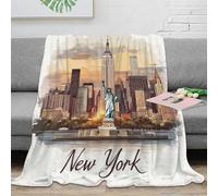 Plaid 3D Impression Motif New York Microfibre Décor Maison Couverture Jeté Skyline pour Adulte Canapé Chambre 50x60(127x152cm)