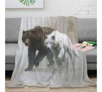 Plaid 3D imprimé Animaux Sauvages Polaire Microfibre décoration Maison Ours Loup Couverture canapé lit 40x50(100x130cm)