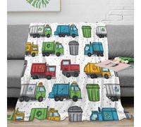 Plaid 3D Imprimé Camion Poubelle Microfibre Décor Maison Couverture Jetée Camions Dessin Sofa Chambre Jeune Quatre Saisons 60x80(150x200cm)