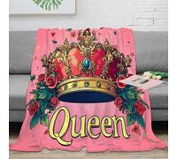 Plaid 3D imprimé Couronne Royale pour Adultes Adolescents Microfibre décoration Maison Couverture canapé lit Chaude 40x50(100x130cm)