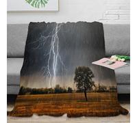 Plaid 3D Imprimé Orage Paysage Microfibre Jeté Éclair Décoration Maison pour Salon Chambre 40x50(100x130cm)
