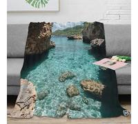 Plaid 3D Imprimé Paysage Nature Microfibre Décoration Maison Jeté Lagune 3D pour Canapé Chambre Cadeau 60x80(150x200cm)