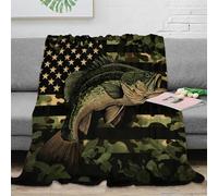 Plaid 3D Imprimé Poisson Camouflage Microfibre Décoration Maison Couverture USA Flag Sofa Chambre Adulte 50x60(127x152cm)