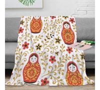 Plaid 3D Imprimé Poupées Russes Microfibre Décoration Maison Couverture Matriochka Canapé Chambre Adulte 40x50(100x130cm)
