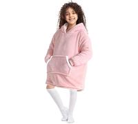 Plaid à Capuche Enfant Plaid Pull Couverture Canapé Polaire avec Manche Garçons Filles avec Poches Portables TV Hiver 70cm Rose