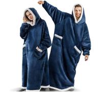 Plaid À Capuche Oversize Unisexe Flanelle Ultra Douce Avec Manches Et Grande Poche, Sweat Pull Géant Hiver Longueur 150 cm - 1PCS