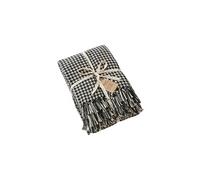 AltoBuy Charles - Plaid à Franges 100% Recyclé Tissage Vichy Noir et Blanc 180x220cm