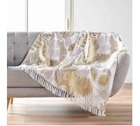Douceur d'Intérieur Plaid à franges Melisse – Coton/Polyester imprimé multicolore 125 x 150 cm