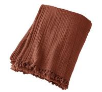 Plaid à Franges 130x160 cm Gaze de Coton Terracotta