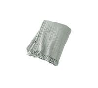 OUREA - Plaid à Franges 180x220cm 4 Epaisseurs Gaze de Coton Eucalyptus -
