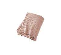 Plaid à Franges 180x220cm 4 Epaisseurs Gaze de Coton Guimauve - OUREA - ALTOBUY Rose G