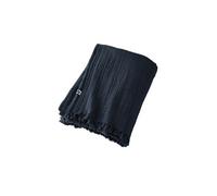 OUREA - Plaid à Franges 180x220cm 4 Epaisseurs Gaze de Coton Minuit - Altobuy