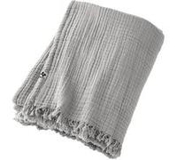 OUREA - Plaid à Franges 180x220cm 4 Epaisseurs Gaze de Coton Nuage - Altobuy