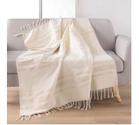 douceur d'intérieur, Plaid à Franges (125 x 150 cm) Doreline, Coton Jacquard et Fils Métallisés