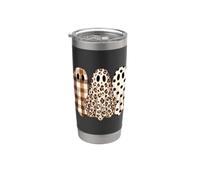 Plaid à pois et imprimé léopard Boho Ghosts pour Halloween pour filles Gobelet isotherme en acier inoxydable double paroi