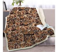 Plaid Abstrait Chien Brun Jeté de Canapé Flanelle et Laine Agneau Plaid Enfant Conception Recto Verso Couverture Canapé Mou Couvre Canape Soins Faciles Couverture Été Lavable Blanket 150x200cm