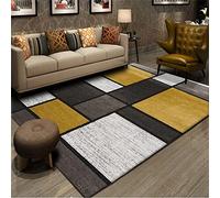 Plaid antidérapant patchwork jaune cendré noir grand coton 130 x 150 cm pour l'intérieur et l'extérieur, décoration d'intérieur confortable, idéal pour canapé et lit