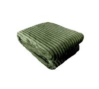 Plaid aspect velours côtelé - 200 x 150 cm - Couvre-lit avec effet anti-boulochage - Couverture de canapé chaude - Couleur vert olive