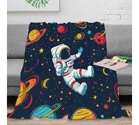 Plaid Astronaute Imprimé 3D Motif Espace Microfibre Décor Maison Jeté de Canapé Lit Doux Cosy 40x50(100x130cm)