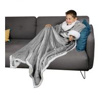 Vivezen Couverture polaire intégrale 120×160 cm – manches et poche – Sherpa et flanelle – Enfant