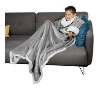Vivezen Couverture polaire intégrale 120×160 cm – manches et poche – Sherpa et flanelle – Enfant