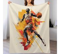 Plaid Basket-Ball Couverture Polaire, Couverture Duveteuse Super Douce Chaude, Légère, Couverture en Peluche Souple pour Lit Sofa Canapé-lit（150×200cm）