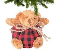Plaid Bear Ornaments for Christmas Tree - 4 inch Mini Plush Bear | Hanging