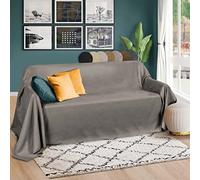 Plaid Beautissu Romantica de 210 x 280 cm en imitation daim, pour jeté de canapé ou couvre-lit, Polyester, gris, 210x280 cm