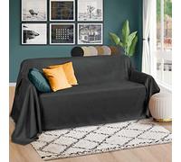 Plaid Beautissu Romantica de 210 x 280 cm en imitation daim, pour jeté de canapé ou couvre-lit, Polyester, anthracite, 210x280 cm