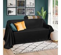 Plaid Beautissu Romantica de 210 x 280 cm en imitation daim, pour jeté de canapé ou couvre-lit, Polyester, noir, 210x280 cm