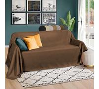 Plaid Beautissu Romantica de 210 x 280 cm en imitation daim, pour jeté de canapé ou couvre-lit, Polyester, marron foncé, 210x280 cm