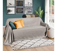 Plaid Beautissu Romantica de 210 x 280 cm en imitation daim, pour jeté de canapé ou couvre-lit, Polyester, gris clair, 210x280 cm