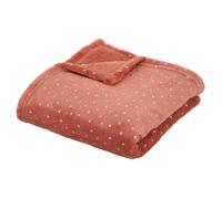 Plaid ""Berlingot"" flanelle rose terracotta 75x100cm - Atmosphera createur d'interieur