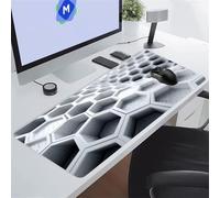 Plaid Blanc géométrique Tapis de Souris XXL 700x400x3 mm Grand Tapis de Souris Gaming, Base en Caoutchouc antidérapante,Extended Clavier Mousepad pour Maison/Bureau/Gamer