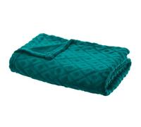 Atmosphera – Plaid 3D losange en flanelle – Bleu canard 180x230 cm