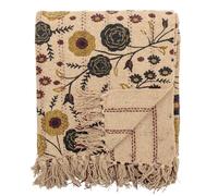 Plaid Bloomingville EYDIS Nature Avec Motif Floral Et Rayures 160x130 Cm
