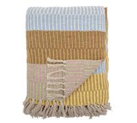 Plaid Bloomingville Isnel Jaune Bleu Marron Rayé 160x130 Cm